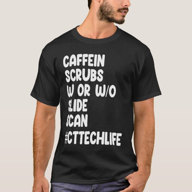 T-shirt Analyse de la caféine CT Tech Life Cat Scan (Devant)