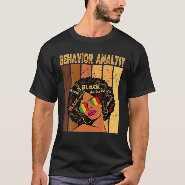 T-shirt Analyste de comportement Afro afro-américain Noir  (Devant)