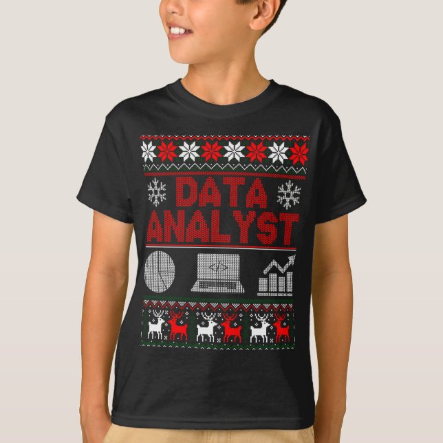 T-shirt Analyste de données Hors de l'épaule Noël laide Sw (Devant)