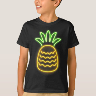 T-shirt Ananas À Neon Rétro Pour Plages Hawaiiennes Shi