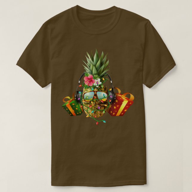 T-shirt Ananas amusant Noël Arbre Lumières Fruits de Noël (Design devant)