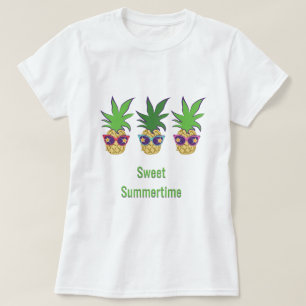T-shirt Ananas avec l'été de bonbon à lunettes de soleil