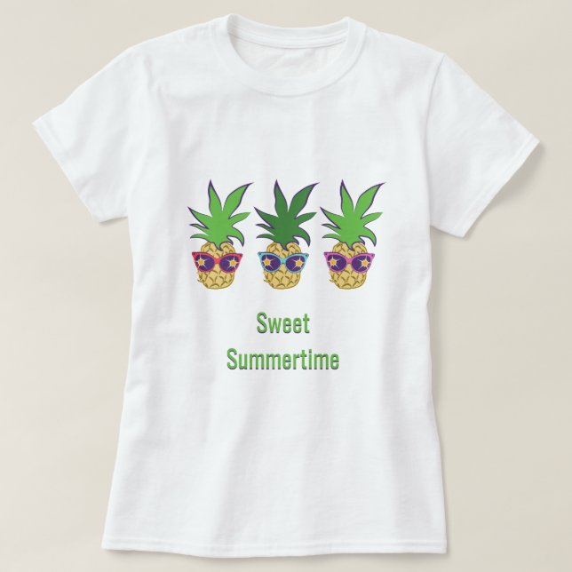 T-shirt Ananas avec lunettes de soleil Doux été (Design devant)