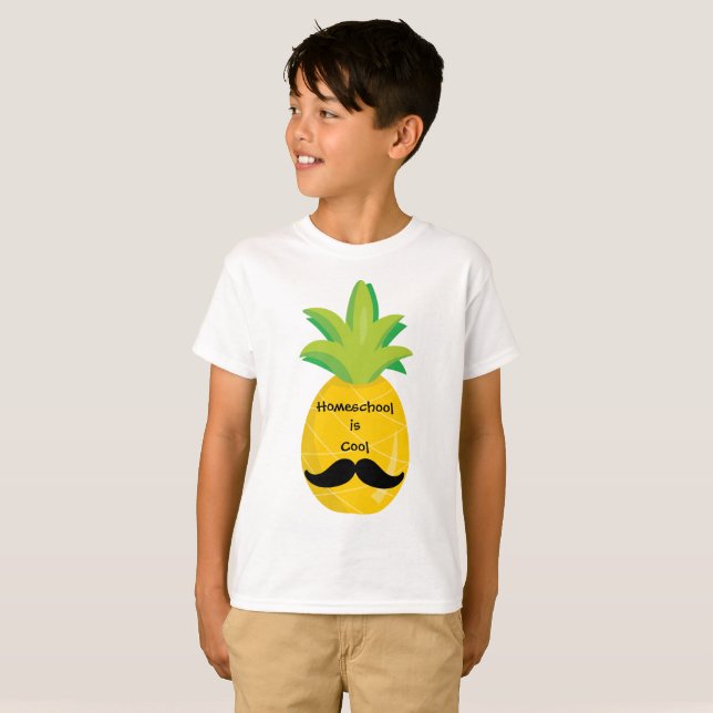 T-shirt Ananas avec Moustache Homeschool est Cool (Devant entier)