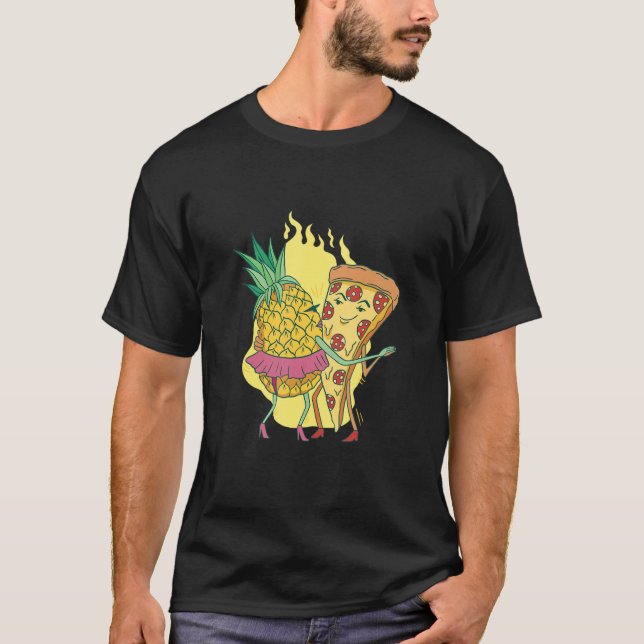 T-shirt Ananas dansant avec pizza Hawaï Italie   Mème (Devant)