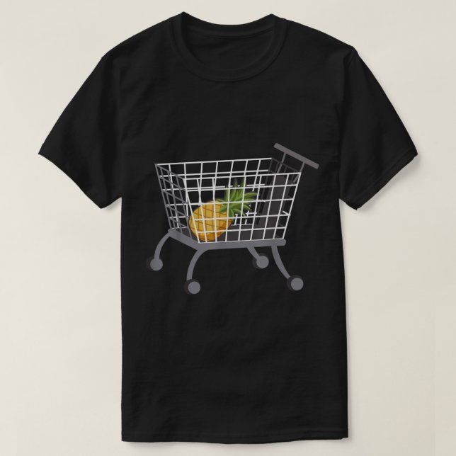 T-shirt Ananas Drôle dans la Conception de Panier d'Achat (Design devant)