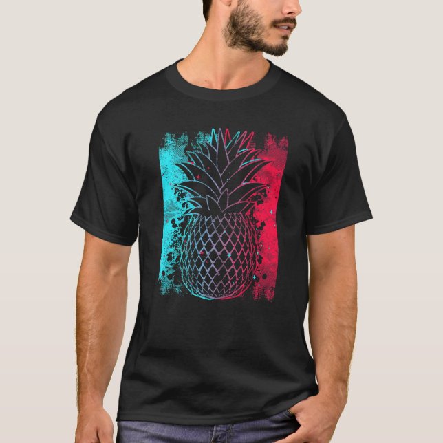 T-shirt Ananas en couleur techno de Festival Synthetiseur  (Devant)