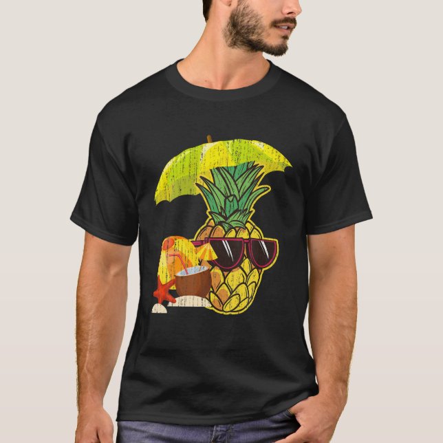 T-shirt Ananas exotique Drôle Lunettes de soleil Coconut T (Devant)