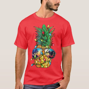 T-shirt Ananas Noël Arbre Lumières Noël Hommes Noël Cadeau