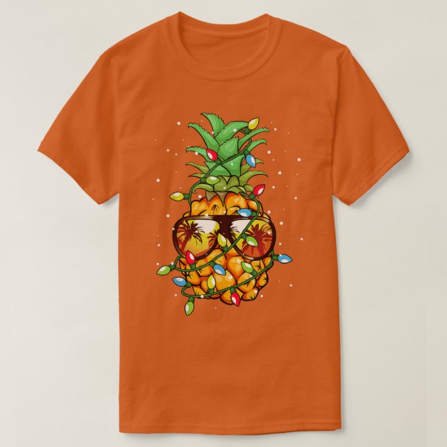 T-shirt Ananas Noël porter lunettes de soleil Lights pour  (Design devant)