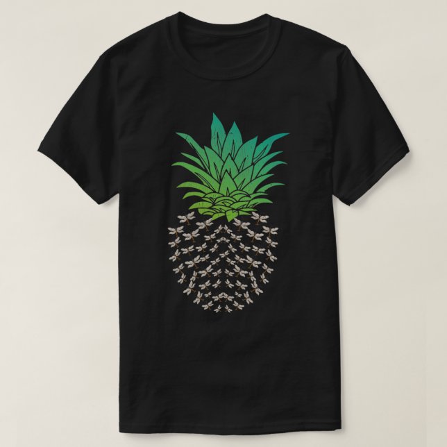 T-shirt Ananas rétro de libellule (Design devant)