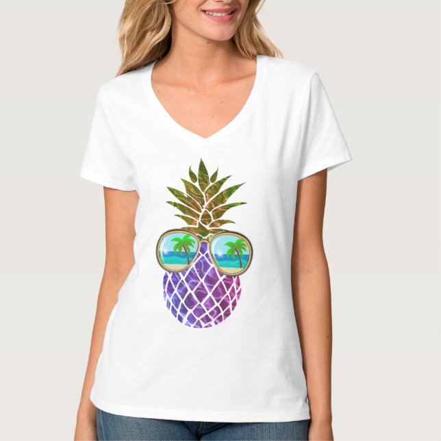 T-shirt Ananas rose tropicale (Devant)