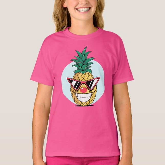 T-shirt Ananas souriant portant lunettes de soleil et nez  (Devant)