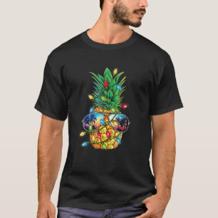 T-shirt Ananas tropical Joyeux feux de Noël Arbre Mer
