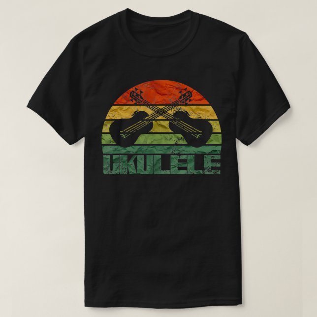 T-shirt Ananas Ukulele Retro Hawaiian Uke Silhouette Su (Design devant)