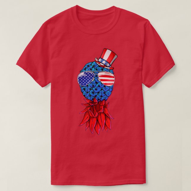 T-shirt Ananas Upside Down American Flag Lunettes de solei (Design devant)