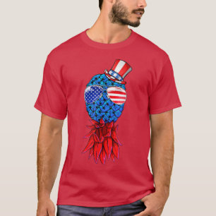 T-shirt Ananas Upside Down American Flag Lunettes de solei