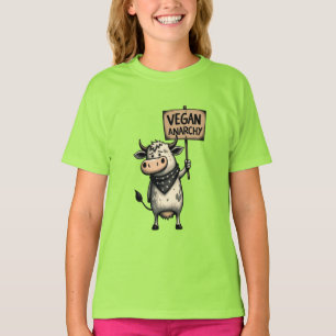 T-shirt Anarchie végane – Vache rebelle en protestation