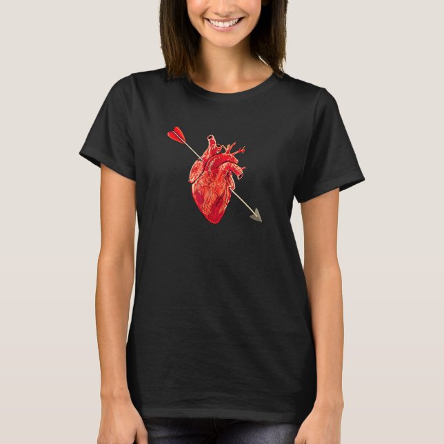 T-shirt Anatomical Heart Amp Cupid Arrow Cute Metal Valent (Devant)