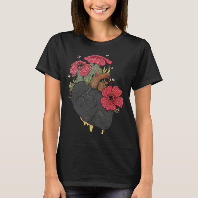 T-shirt Anatomical Heart And Flowers  Men Women Cardiologi (Devant)