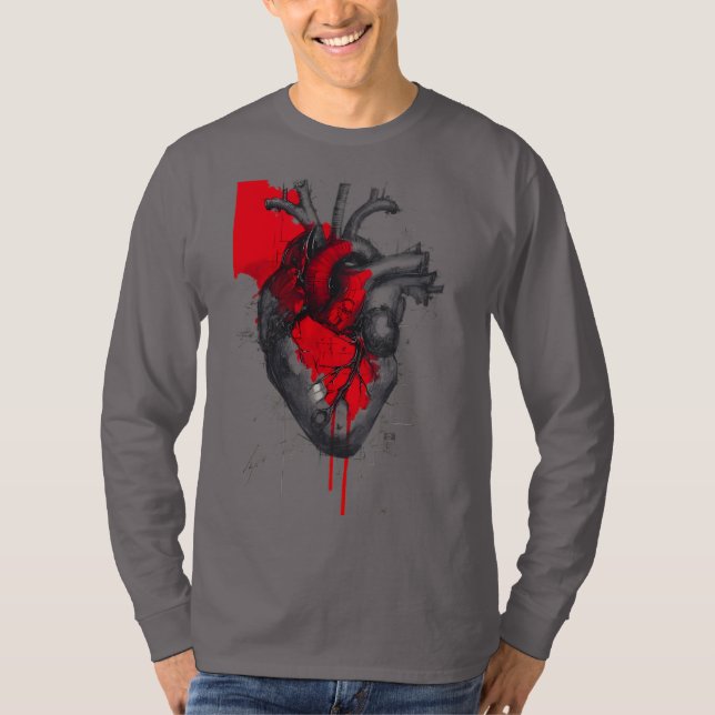 T-shirt Anatomical Heart Trash Polka Art Long Sleeve (Devant)
