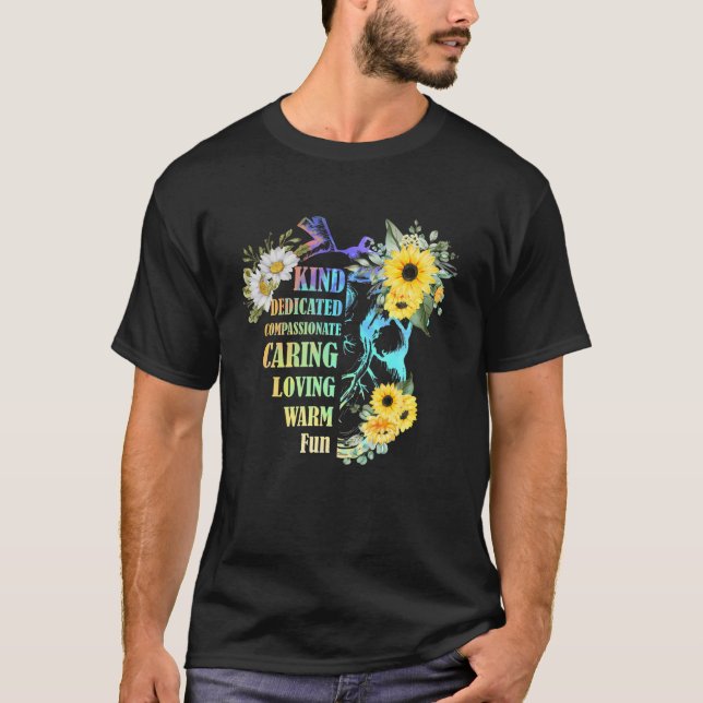 T-shirt Anatomical Heart With Daisy And Sun Flowers (Devant)