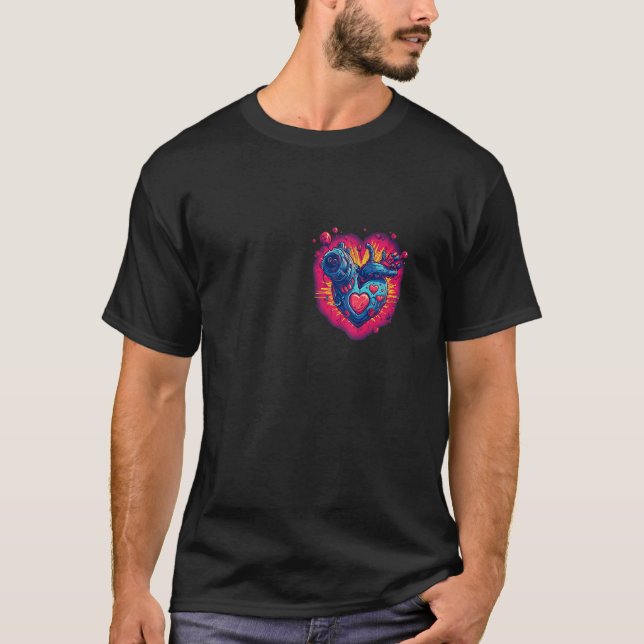 T-shirt Anatomical Mechanical Heart with Laser Gun Cyberpu (Devant)