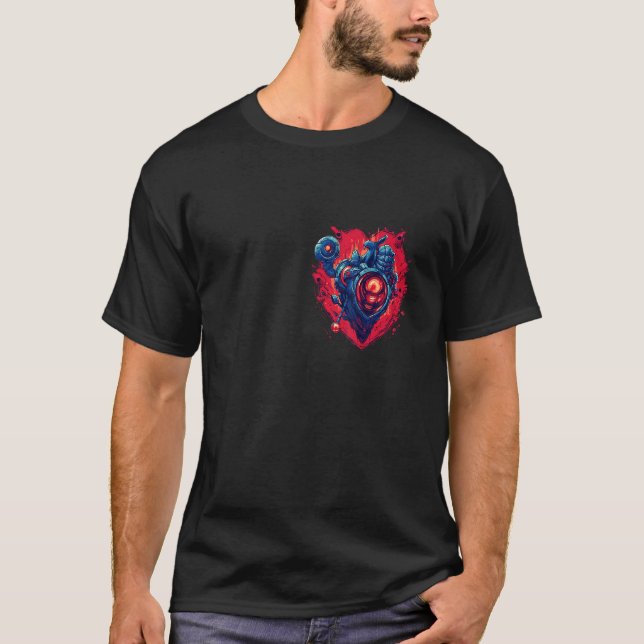 T-shirt Anatomical Mechanical Heart with Laser Gun Cyberpu (Devant)