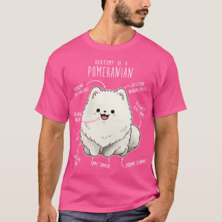 T-shirt Anatomie blanche de chien de Poméranie