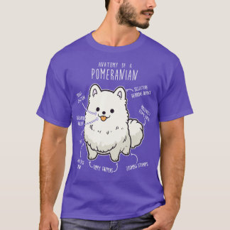 T-shirt Anatomie blanche de chien de Poméranie