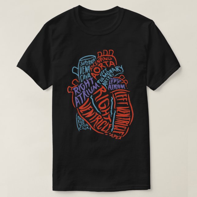 T-shirt Anatomie Cardiaque Pour Médecins Infirmières (Design devant)