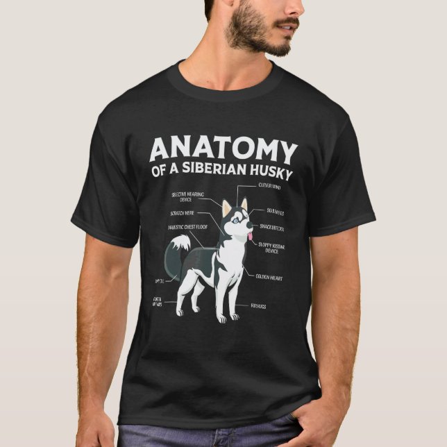 T-shirt Anatomie Chien Husky Sibérien (Devant)