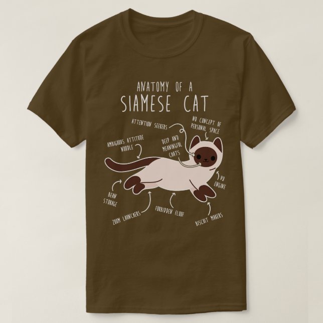 T-shirt Anatomie de chats siamois (Design devant)