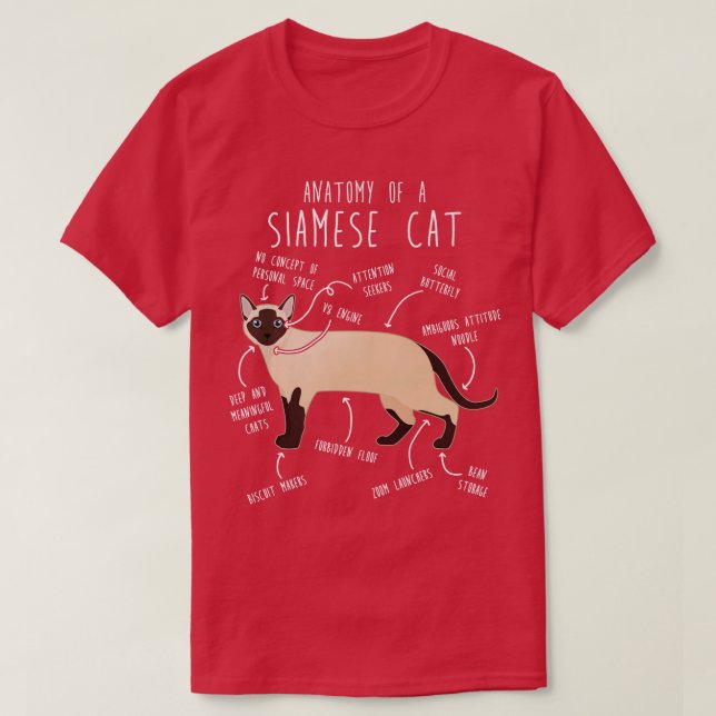 T-shirt Anatomie de chats siamois 1 (Design devant)