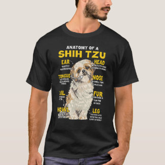 T-shirt Anatomie De Chih Tzu Drôle Adulte Chien