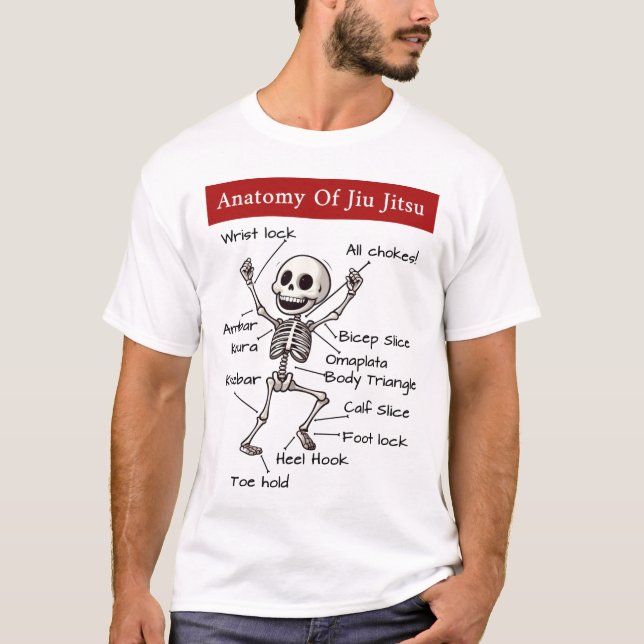T-shirt Anatomie De Jiu Jitsu Funny BJJ Skeleton (Devant)