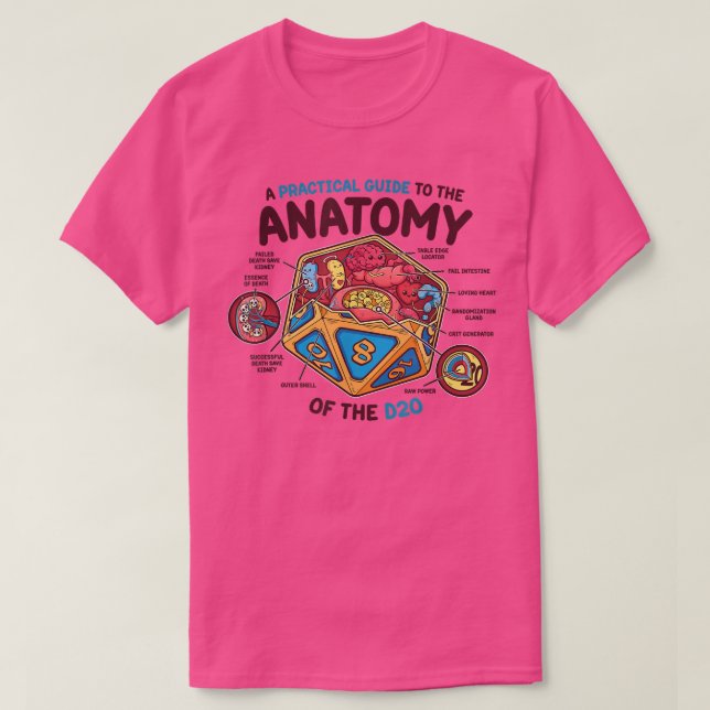 T-shirt Anatomie de la D20 Polyèdre 20 Côté Dice Drôle  (Design devant)