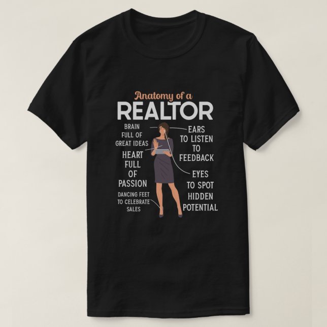 T-shirt Anatomie De L'Agent Immobilier Realtor D'Une Coupe (Design devant)