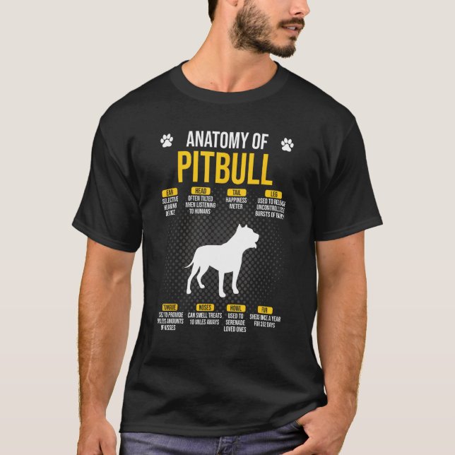 T-shirt Anatomie de l'amant de chien Pitbull (Devant)