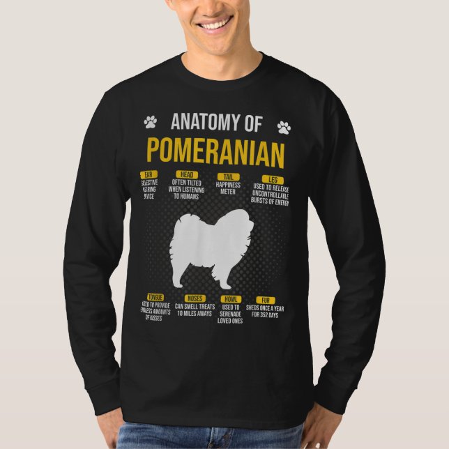 T-shirt Anatomie De L'Amoureux des chiens Poméranien (Devant)