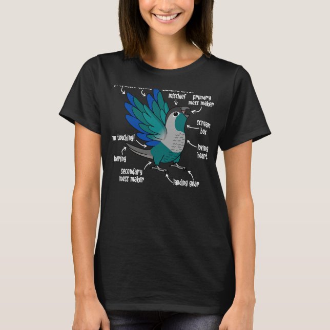 T-shirt Anatomie de perroquet I Turquoise Vert Joue Conure (Devant)
