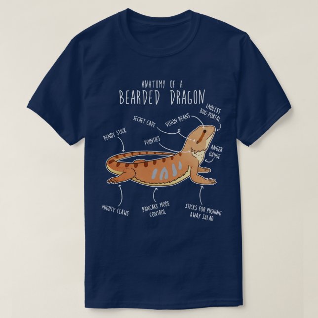 T-shirt Anatomie de reptile de dragon à oreilles 3 (Design devant)
