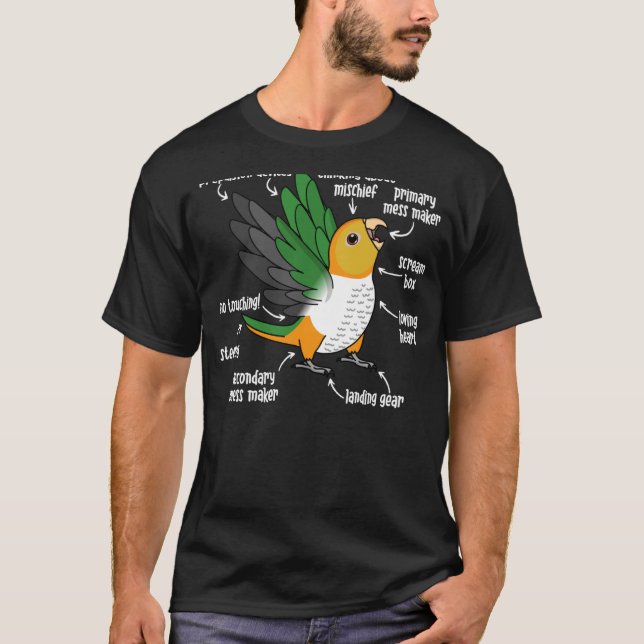 T-shirt Anatomie des perroquets I Blanc ventre Caique (Devant)