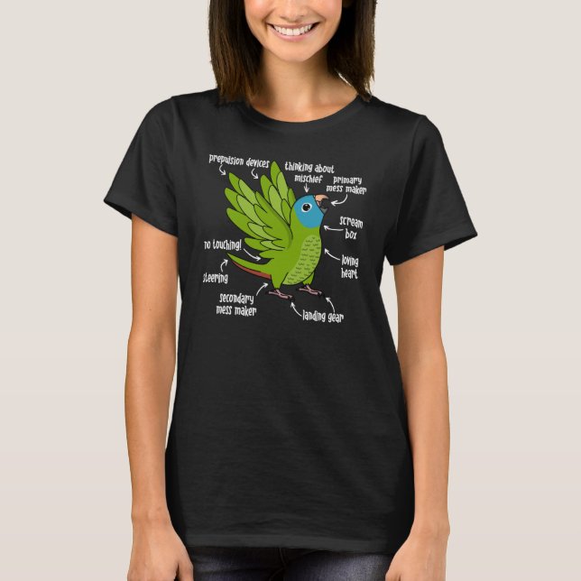 T-shirt Anatomie des perroquets I Bleu couronné Conure (Devant)