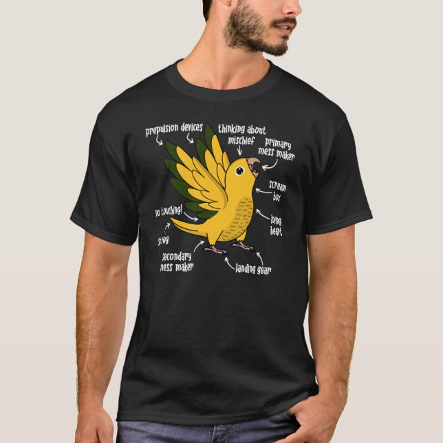 T-shirt Anatomie des perroquets I Golden Conure (Devant)