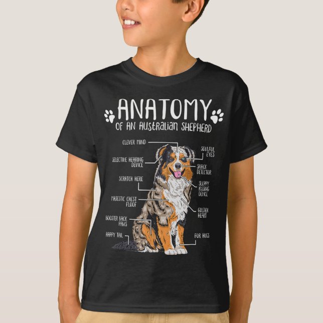 T-shirt Anatomie drôle Australien Berger Amoureux des chie (Devant)