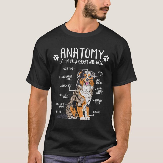 T-shirt Anatomie drôle Australien Berger Amoureux des chie (Devant)