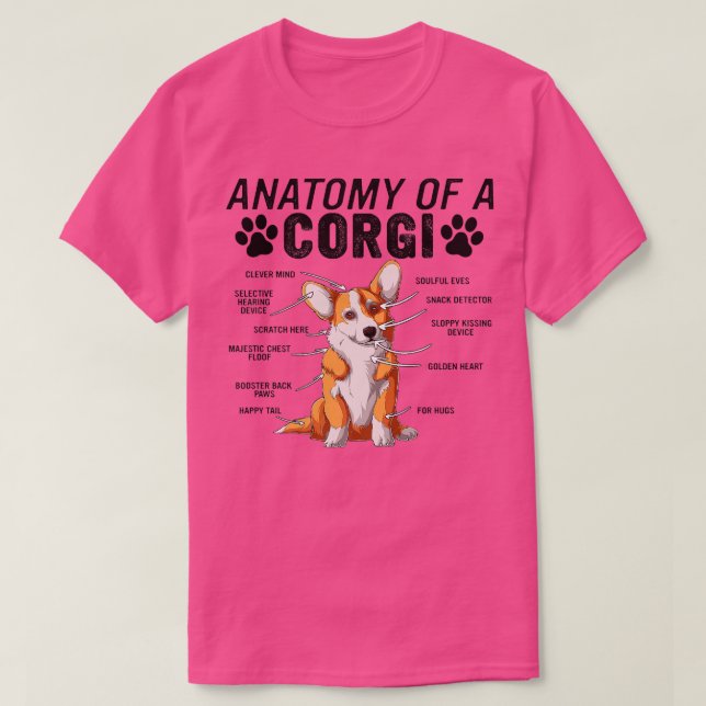 T-shirt Anatomie Drôle D'Un Chien De Corgi Animaux Amateur (Design devant)