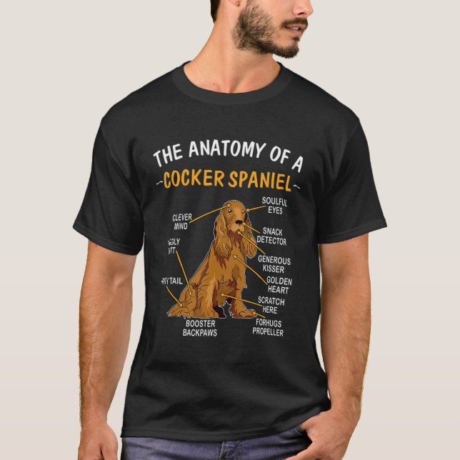 T-shirt Anatomie Drôle D'Un Espagnol Cocker Pour Amoureux  (Devant)