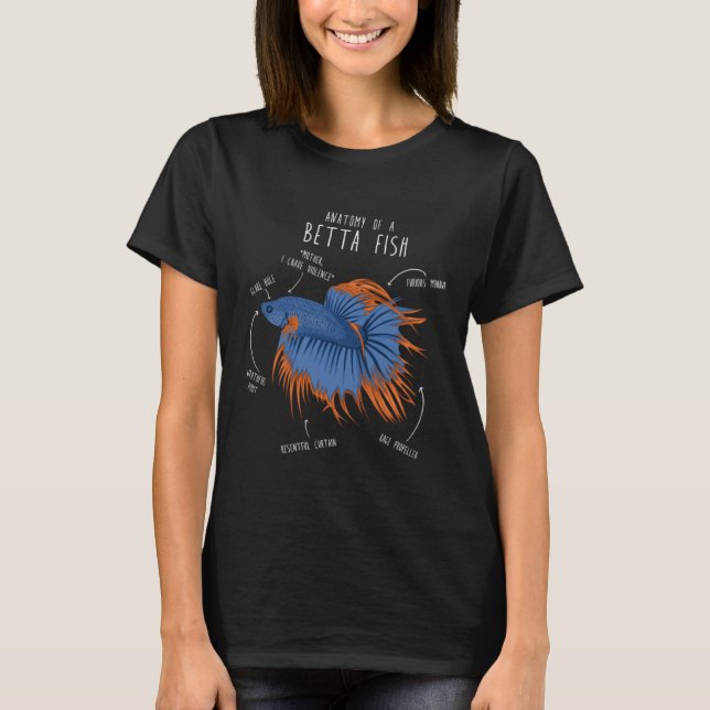 T-shirt Anatomie drôle d'un poisson Betta - Combat de Siam (Devant)